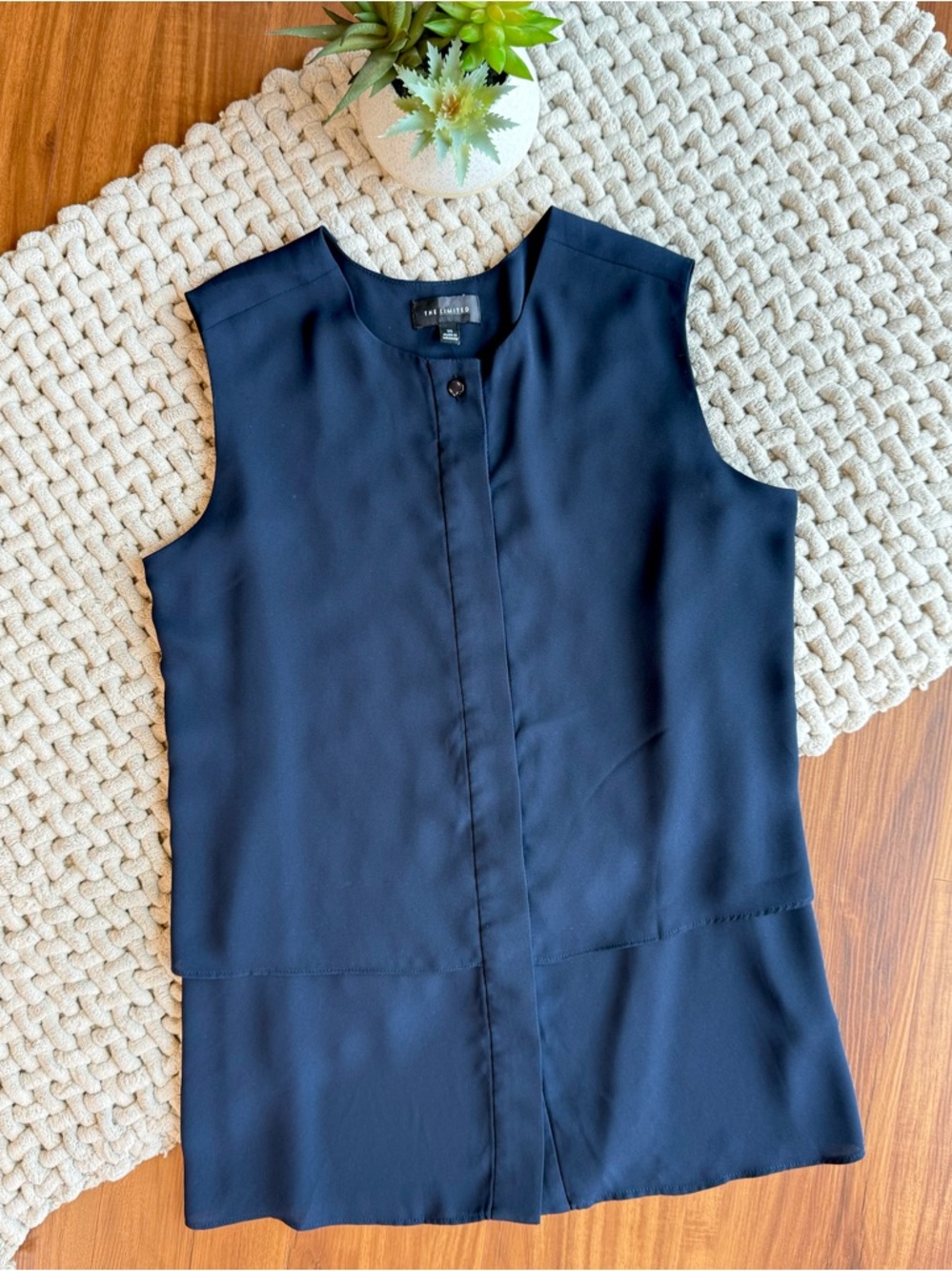The Limited | Women’s Button Front Sleeveless Dress Top | Navy Blue | X-Small